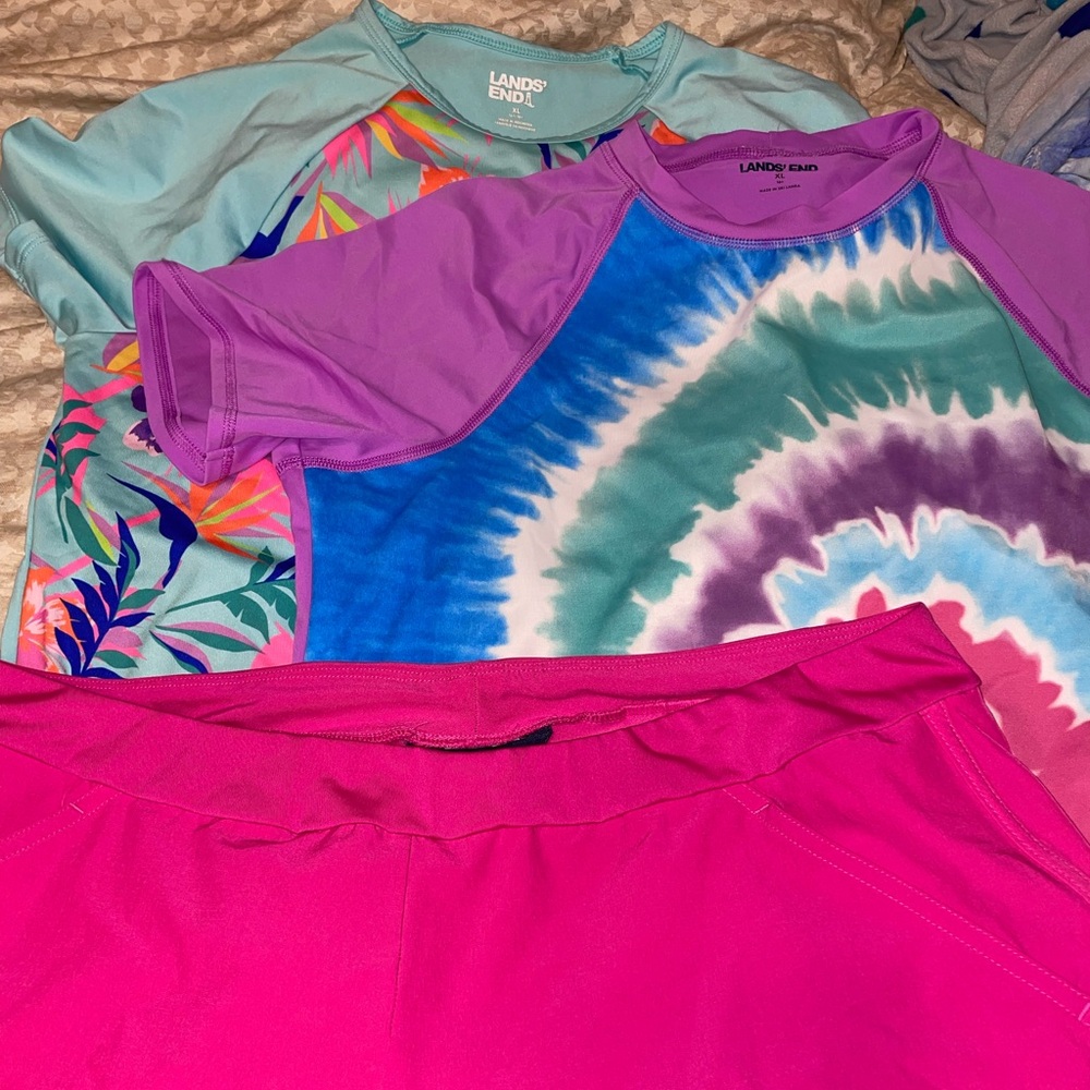 Lands’ End Rash Guard Bathing Suit (2 tops, one bottom)